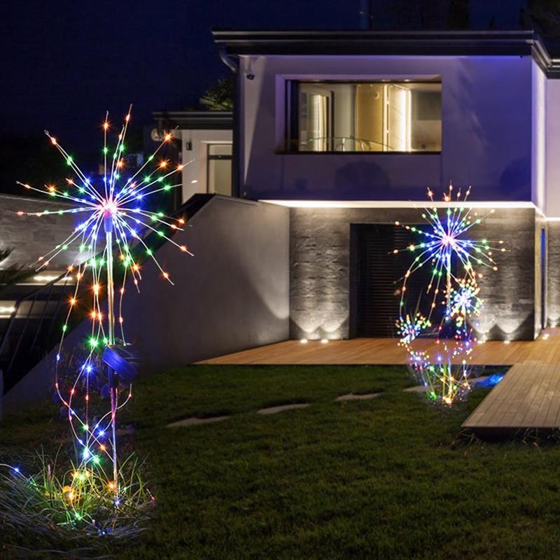 Solar Powered Garden Flowers Firework Lights Outdoor