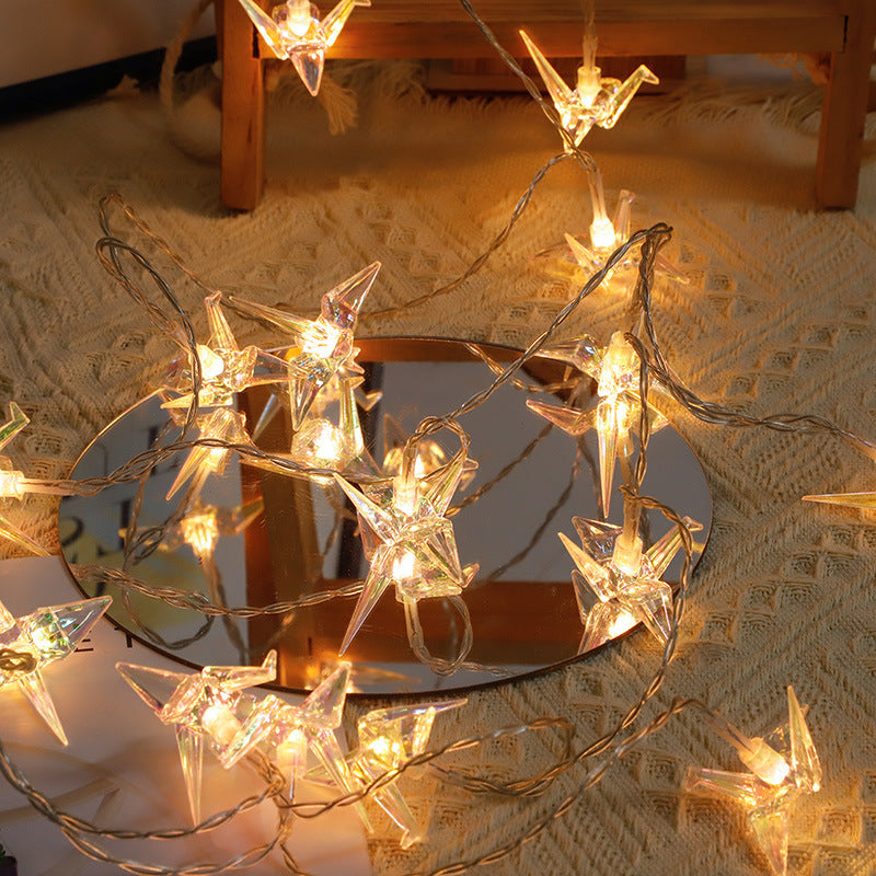 LED Colored Lamp Paper Crane Lighting Chain Creative House Decorative Lights