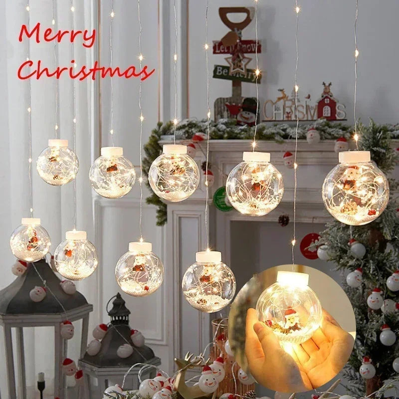 10PCS LED Christmas Curtain Lamp Fairy Snowman