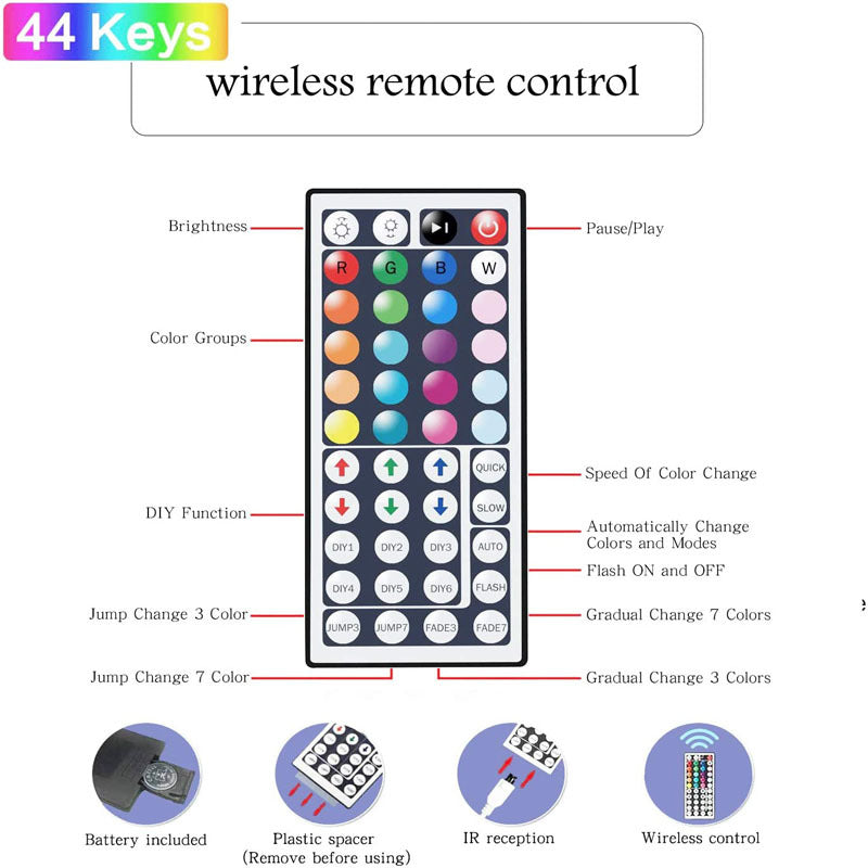 LED Strip Lights Lamp 5050 RGB Flexible Tape Diode 5M Controller