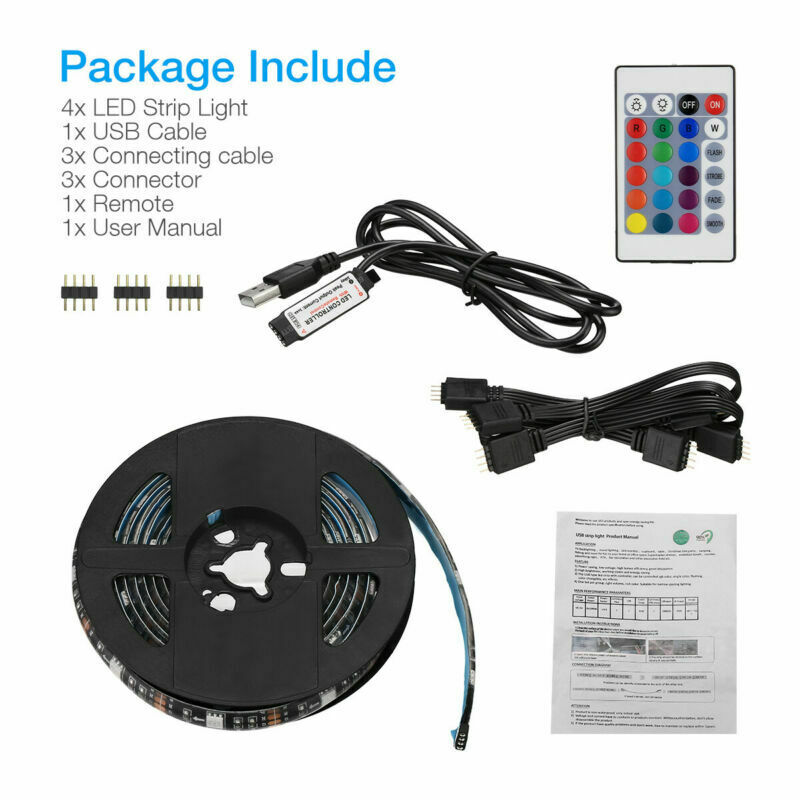 RGB LED Strip Background Light Remote Kit For TV Computer Lamp