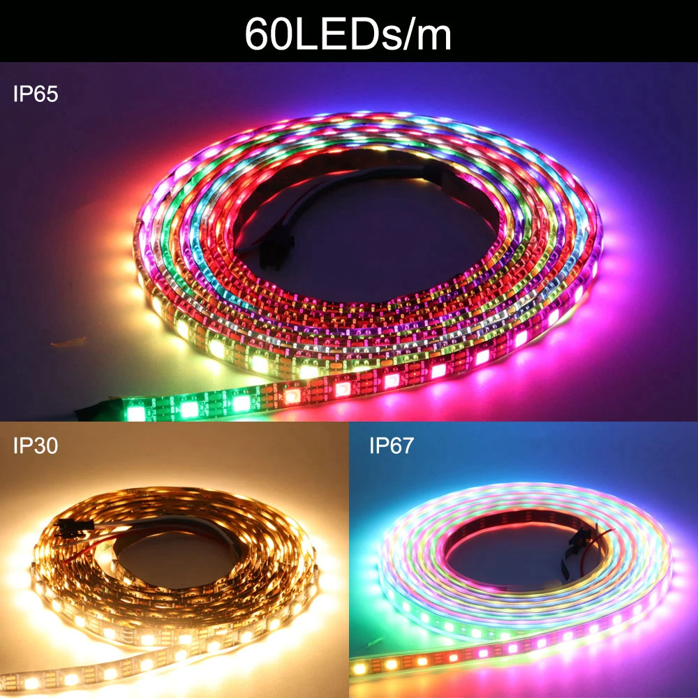 5050 RGB Led Strip Smart Pixels Led Light Black White PCB Waterproof