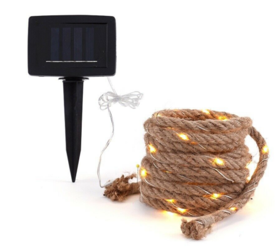 Solar Hemp Rope String Copper Wire LED Light