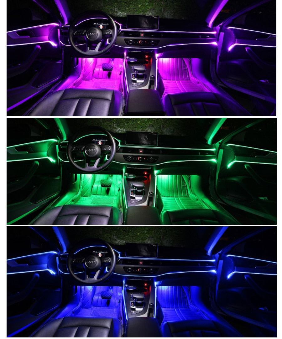 6 in 1 RGB LED Atmosphere Car Light Interior Ambient Light
