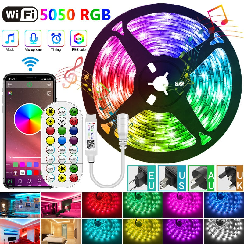 LED Strips Light SMD RGB Lamp Ribbon Alexa Music