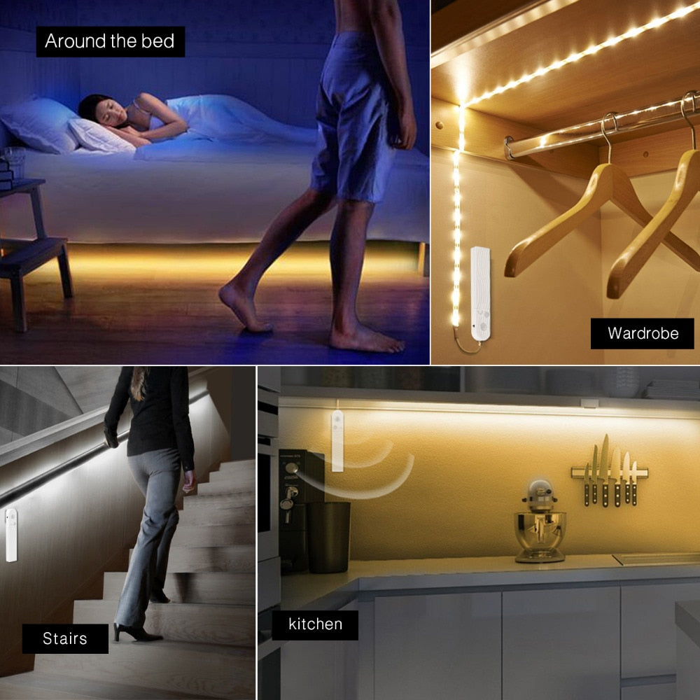 LED Under Cabinet light LED Strip led Lamp with Wireless PIR Motion