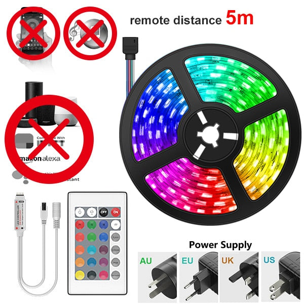 LED Strips Light SMD RGB Lamp Ribbon Alexa Music