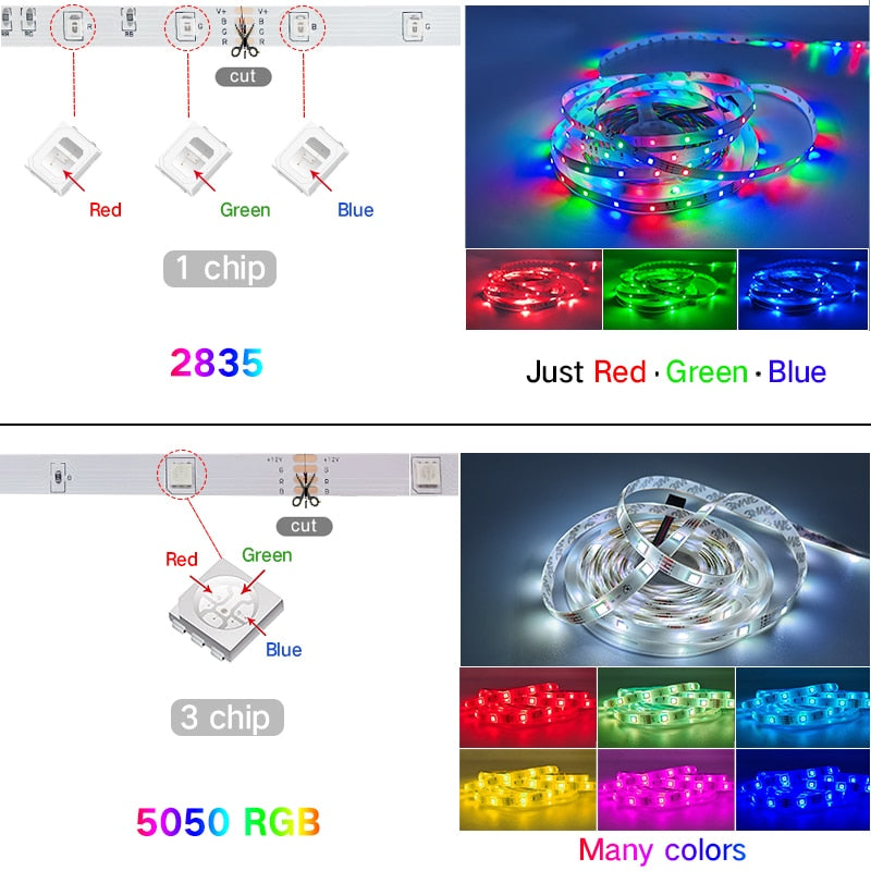 LED Strips Light SMD RGB Lamp Ribbon Alexa Music