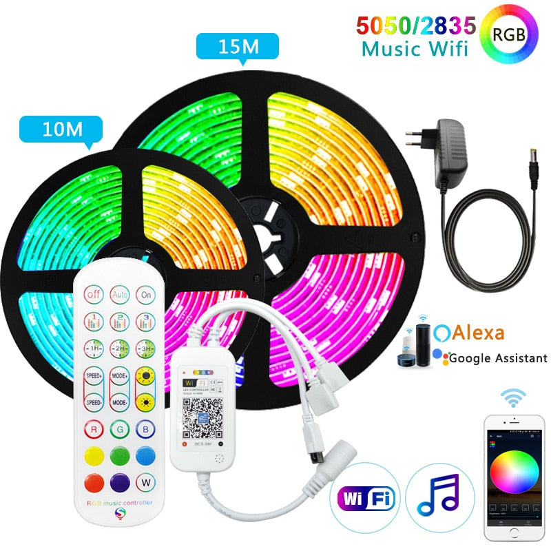 20M 30M RGB LED Strip Lights 5050 2835 5M 10M 15M Leds Tape