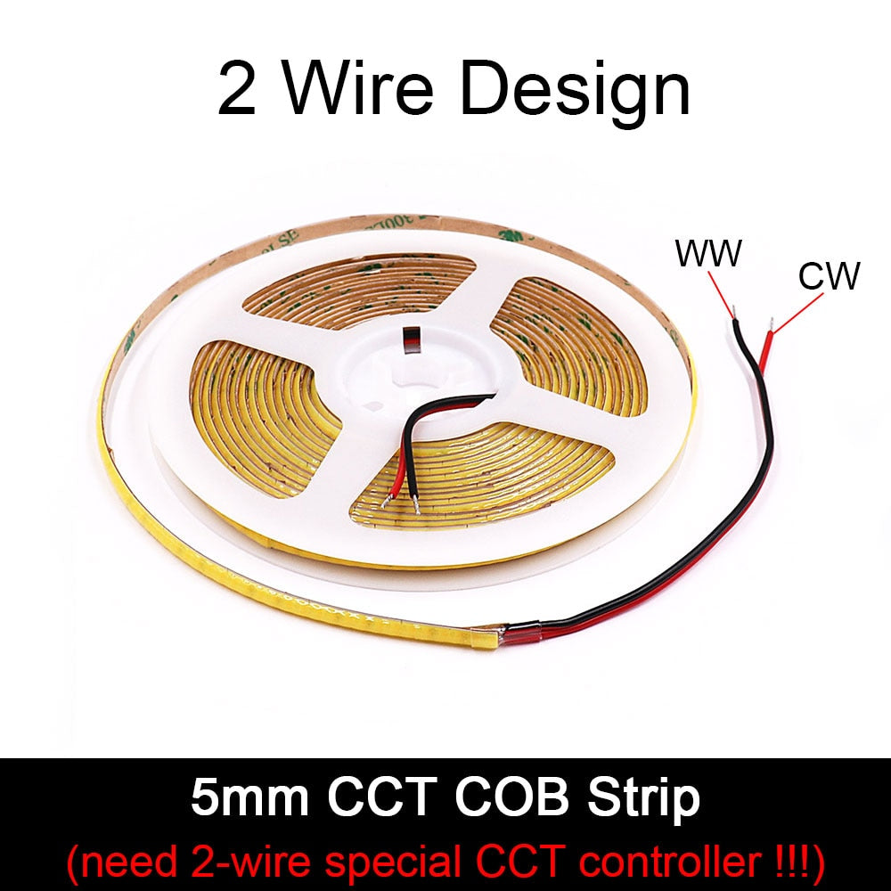 CCT Dimmable Bicolor LED COB Strip