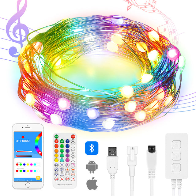 Music Christmas Lights String RGBIC LED Lighting Addressable