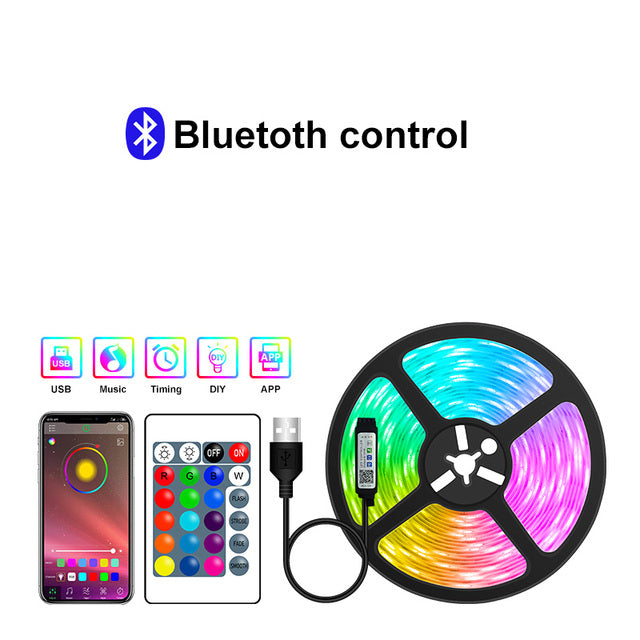 USB Led Strip Lights Flexible Lamp 5V Bluetooth Phone Control For Room TV