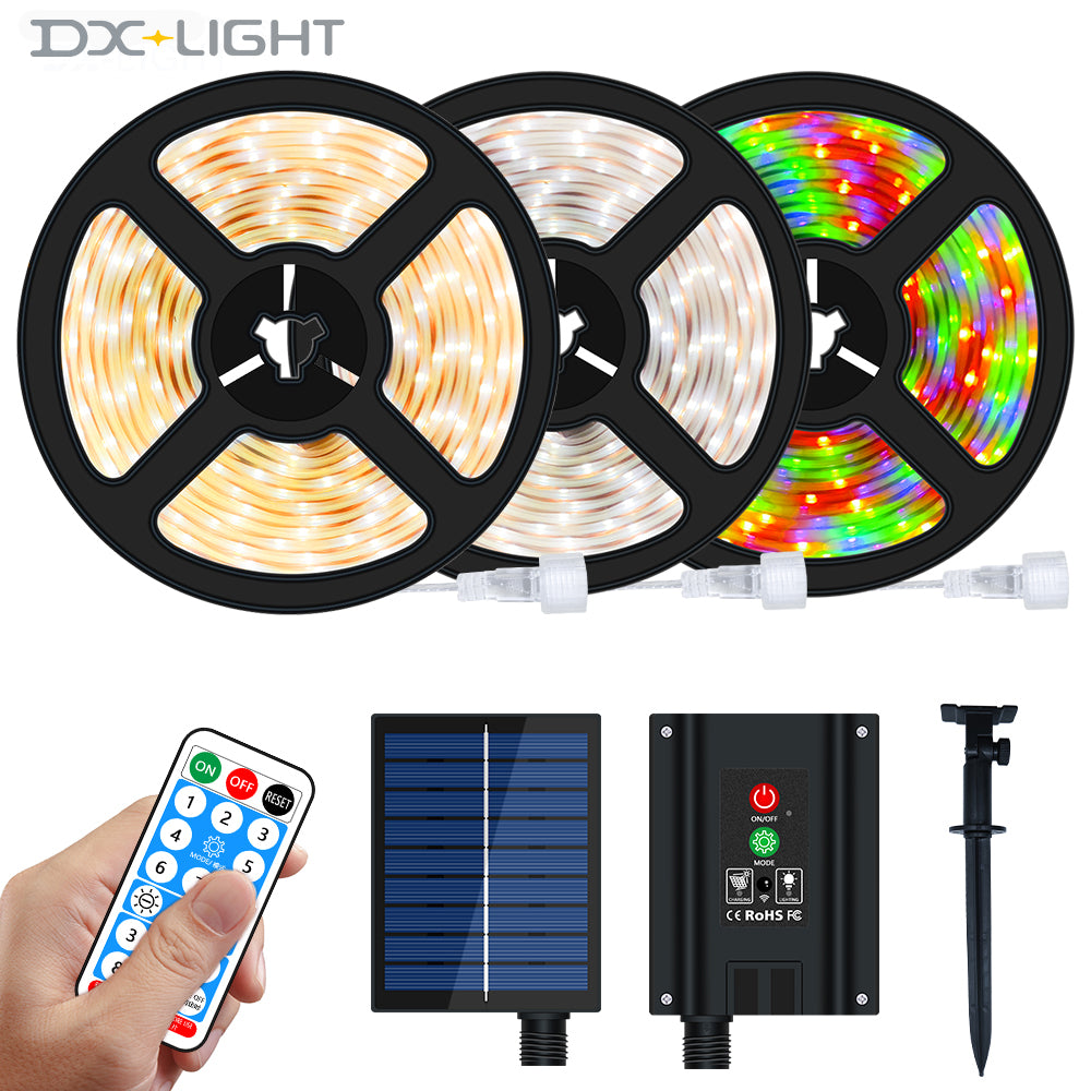 Solar LED Strip Light Lithium Battery Solar panels Remote Control Outdoor