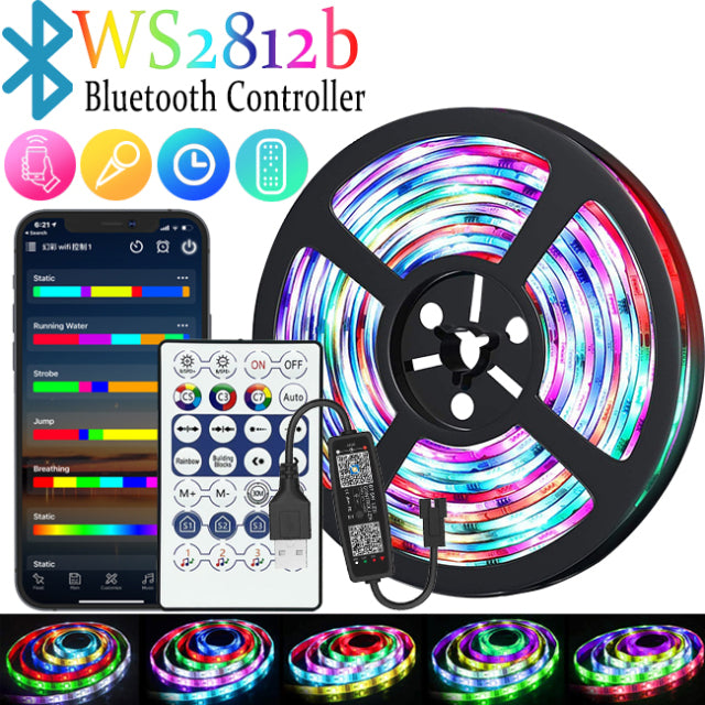 LED Strip Bluetooth App Control Chasing Effect Lights Flexible Tape Diode Ribbon TV