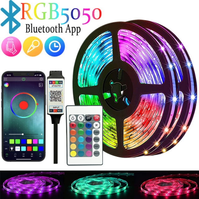 LED Strip Bluetooth App Control Chasing Effect Lights Flexible Tape Diode Ribbon TV