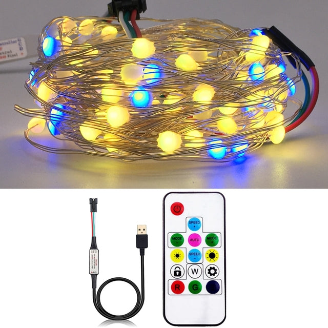 LED String Christmas Lights for Bedroom Led Light Bluetooth Full Color Addressable Individually