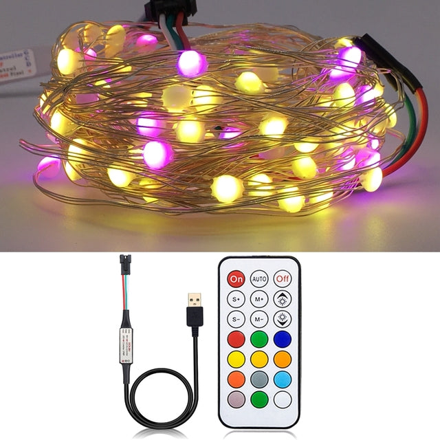 LED String Christmas Lights for Bedroom Led Light Bluetooth Full Color Addressable Individually