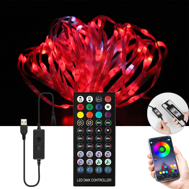RGB LED String Christmas Lights Led Strip Bluetooth Music Full Color Addressable Individually