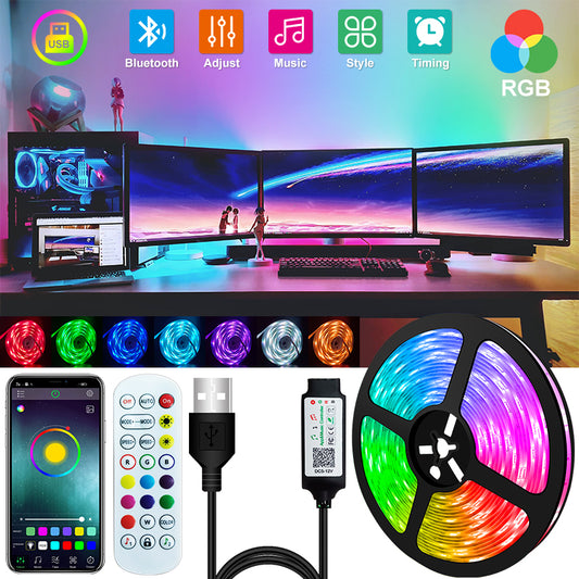 Bluetooth USB RGB Lights Flexible LED Lamp Tape Ribbon RGB TV Desktop Screen