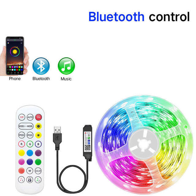 Bluetooth USB RGB Lights Flexible LED Lamp Tape Ribbon RGB TV Desktop Screen