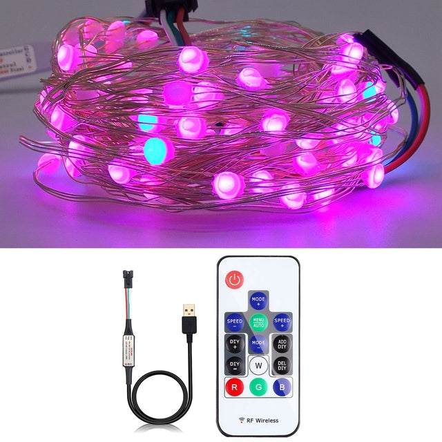 LED String Christmas Lights For Bedroom Bluetooth Music Full Color
