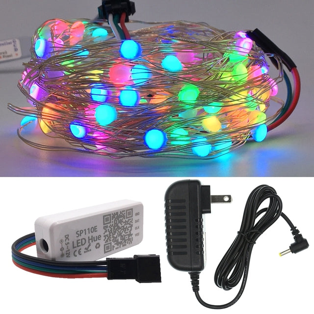 LED String Christmas Lights For Bedroom Bluetooth Music Full Color